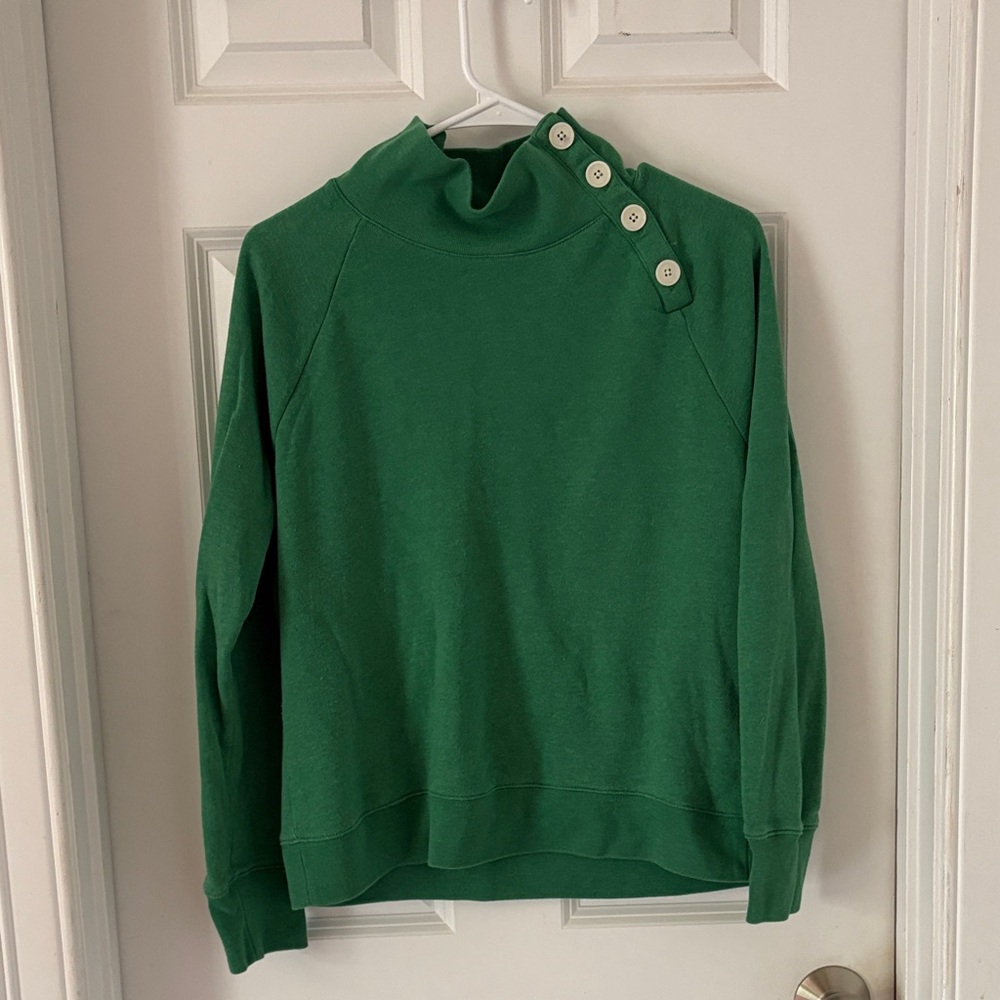 J. Crew Forest Green Buttoned Cowl Neck Sweater